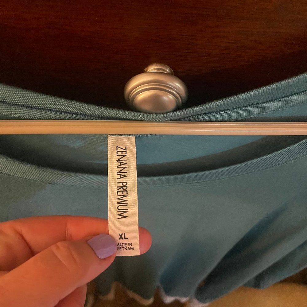 Blue Tunic with white lace trim